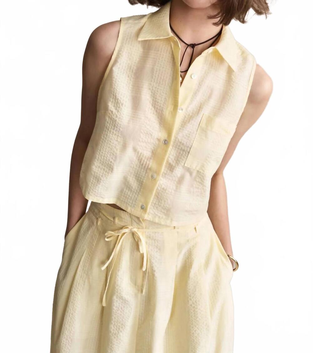NEW HEVRON katja top in butter plaid